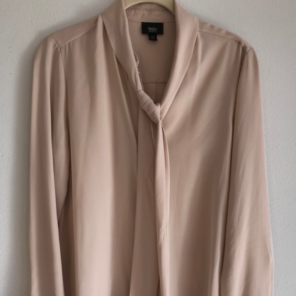 Mossimo Button Down Bow Tie Long Sleeve Shirt XS